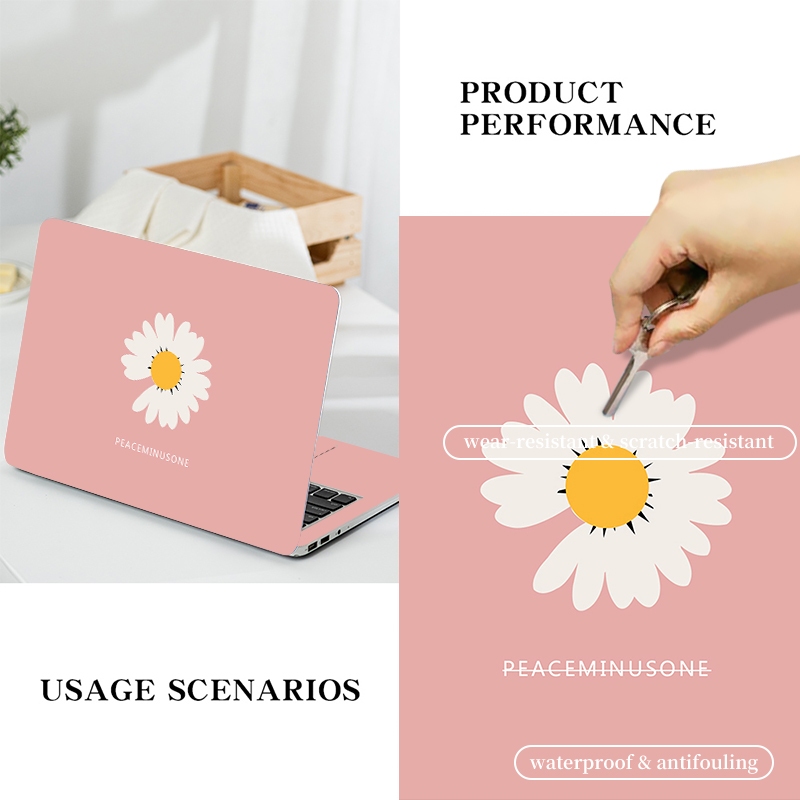 DIY สติ๊กเกอร์แล็ปท็อปลายหินอ่อนเดซี่ดอกไม้กันน้ํา PVC Anti Scratch ที่ถอดออกได้ไม่ทาสีเหมาะสําหรับ HP Huawei Lenovo Acer ขนาด 13 14 15 17 นิ้ว
