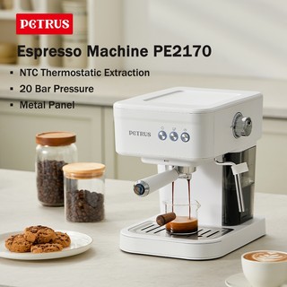Petrus Mesin Kopi Espresso 51mm 20 Bar – Panel Logam & Tiup Wap Kuat, Sesuai untuk Mocha Latte (PE2170)