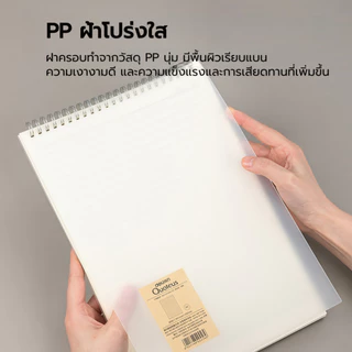 สมุดสันห่วงแนวตั้ง สมุดสันห่วง มินิมอล ปกใส ก5 ข5 มีเส้น เส้นตาราง โต๊ะ สมุดสไตล์มูจิ เปิดได้ 360 องศา