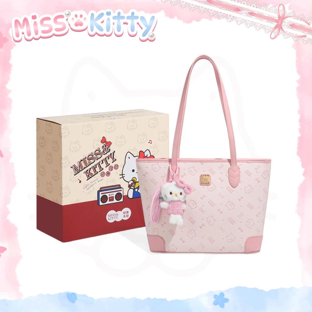 กระเป๋าสะพาย MISS KITTY สีชมพู กระเป๋าสะพายไหล่ผู้หญิง คิตตี้ กระเป๋าสะพายข้าง ใบใหญ่มาก ไหล่
