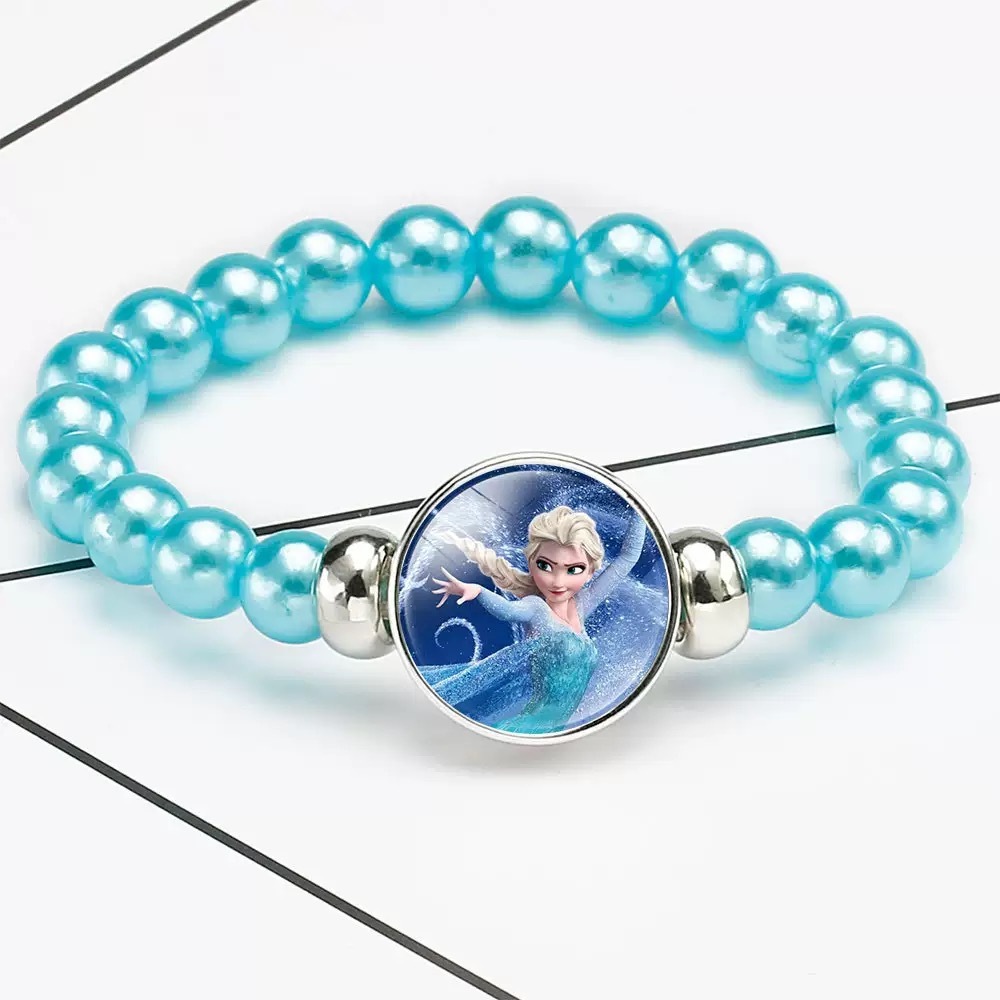 ใหม่ สร้อยข้อมือลูกปัด ลายการ์ตูนเจ้าหญิงเอลซ่า แอนนา โฟรเซ่น สีรุ้ง สําหรับเด็กผู้หญิง