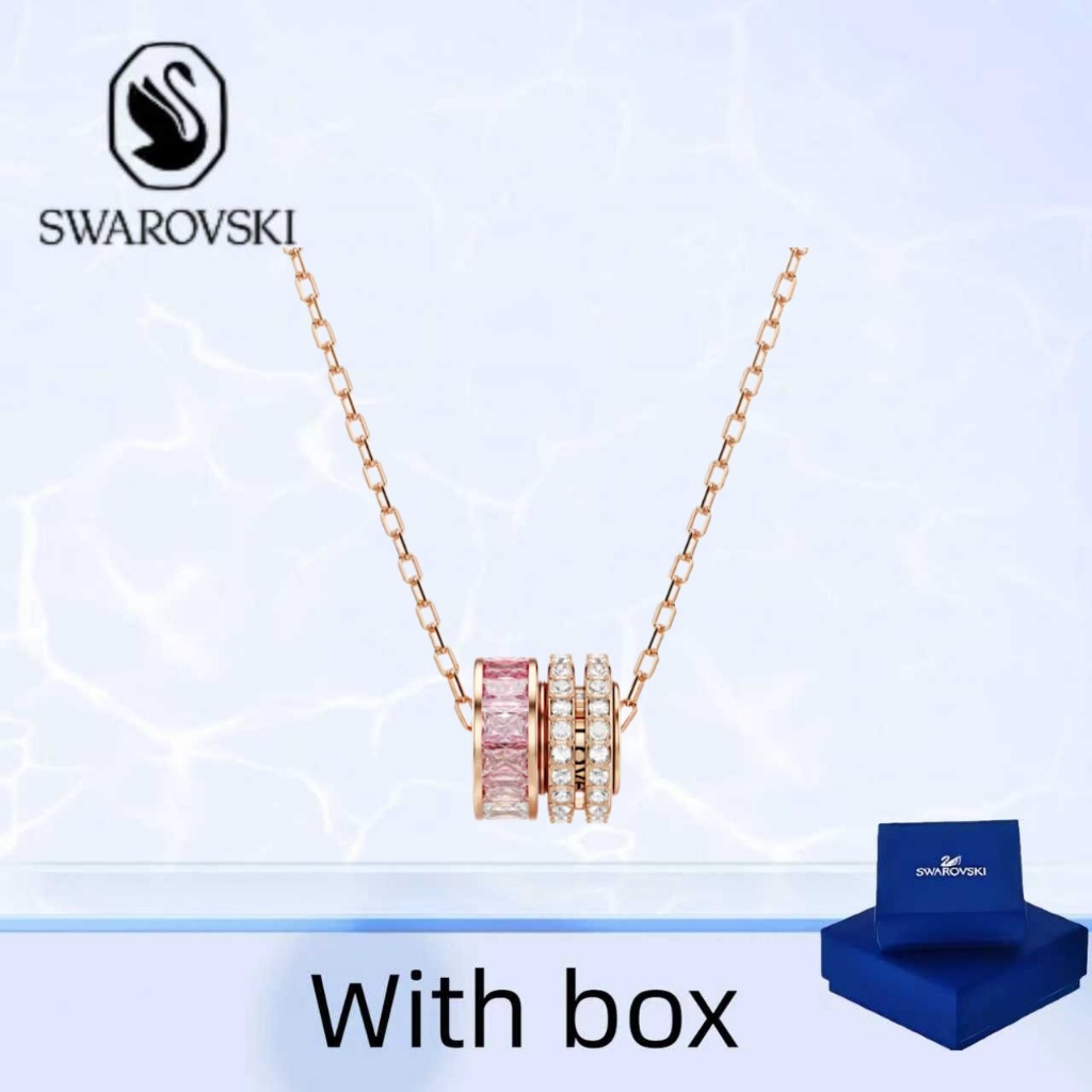 สร้อยคอวงกลมคลาสสิก Annexus Pink จาก Swarovski (พร้อมกล่อง) เครื่องประดับเงินแท้