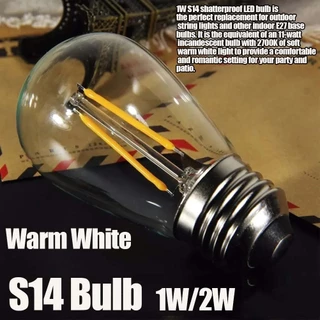 E27 พลาสติก S14 LED Filament หลอดไฟ 1W 2W กันน้ํา Shatterproof String Light เปลี่ยนหลอดไฟ Vintage Warm White กลางแจ้ง Night Light สําหรับ Party Garden Patio ตกแต่งบ้าน