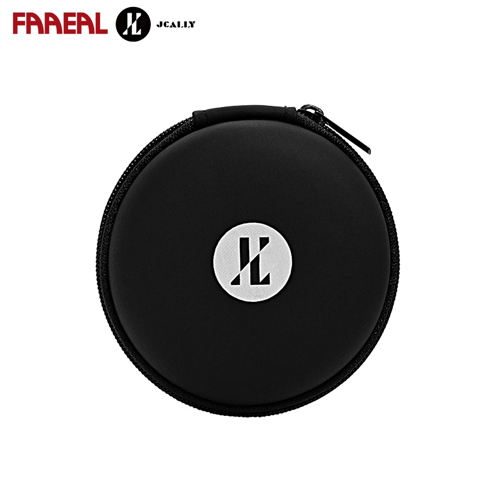 FAAEAL JCALLY JCBG4 ทนทาน Earbud Storage Case ผ้ากันน้ํา PU หนัง + EVA สีดําหูฟังกระเป๋าสําหรับสายกา