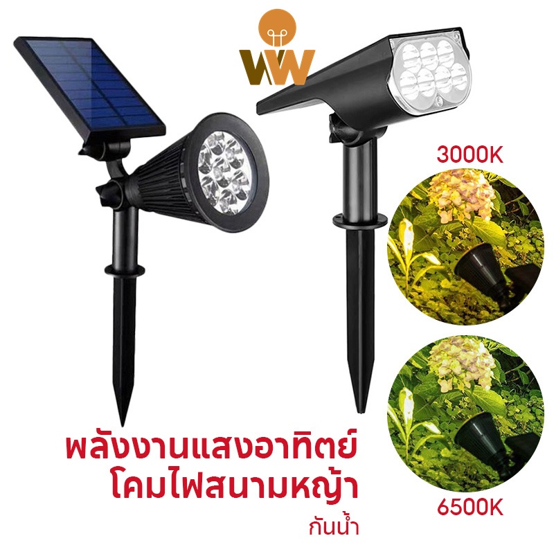 7LED โคมไฟพลังงานแสงอาทิตย์ โคมไฟสนามหญ้า โคมไฟสนาม ไฟสวนพลังงานแสงอาทิตย์ กันน้ำ โคมไฟอัจฉริยะเหนี่ยวนำ