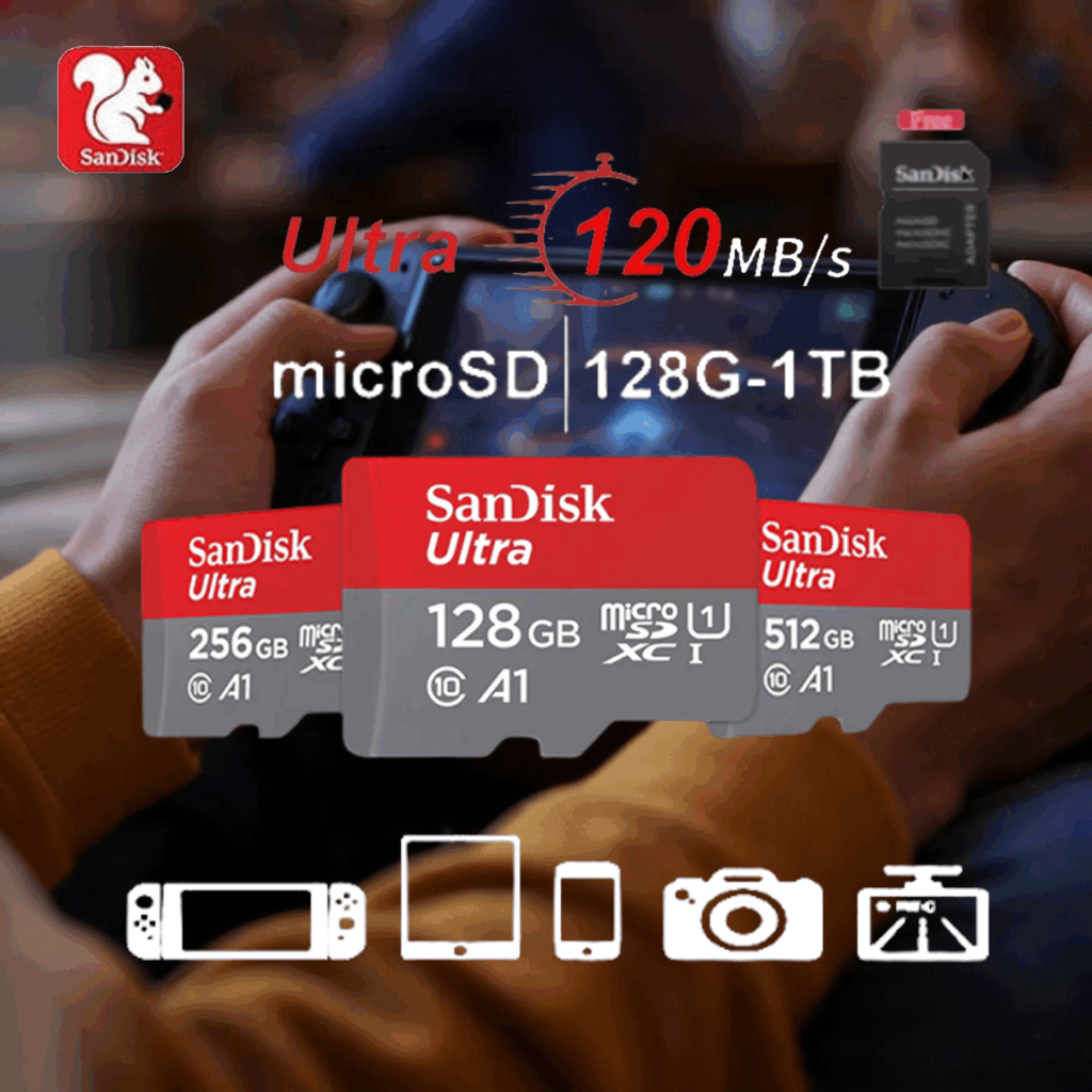 SANDISK แซนดิสก์® การ์ด Ultra microSD UHS-I สําหรับสมาร์ทโฟนและแท็บเล็ต (128GB/256GB/512GB) ราคาถูก Shopee Lazada