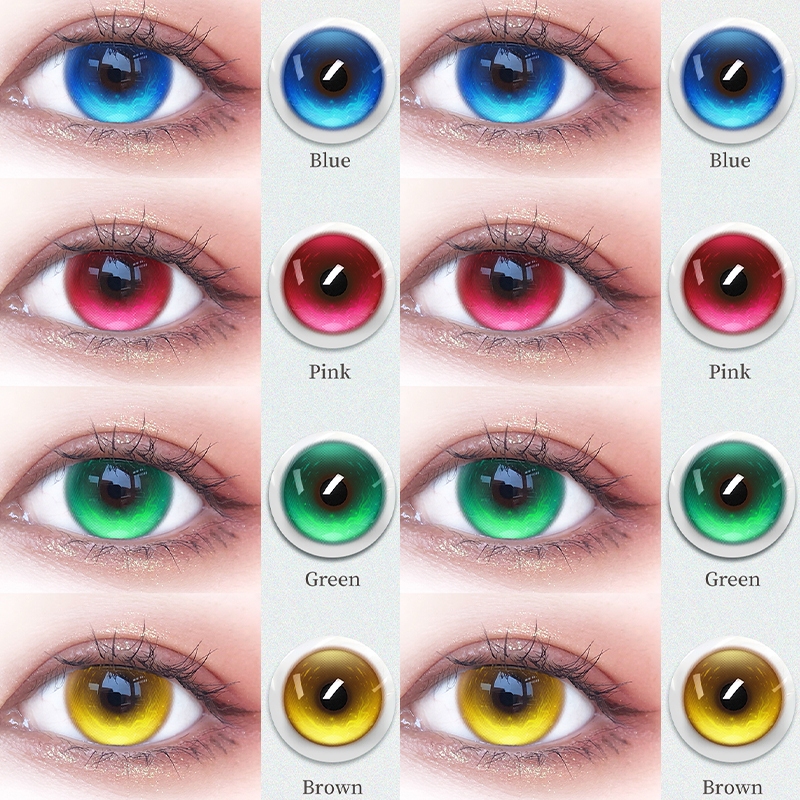 คอนแทคเลนส์สี KSSEYE รุ่น Aura ขนาด 14.5 มม. สำหรับคอสเพลย์ อนิเมะ สีฟ้า แดง เขียว น้ำตาล ทอง แบบนิ่ม ใช้ได้นาน 1 ปี เหมาะสำหรับงานคอสเพลย์