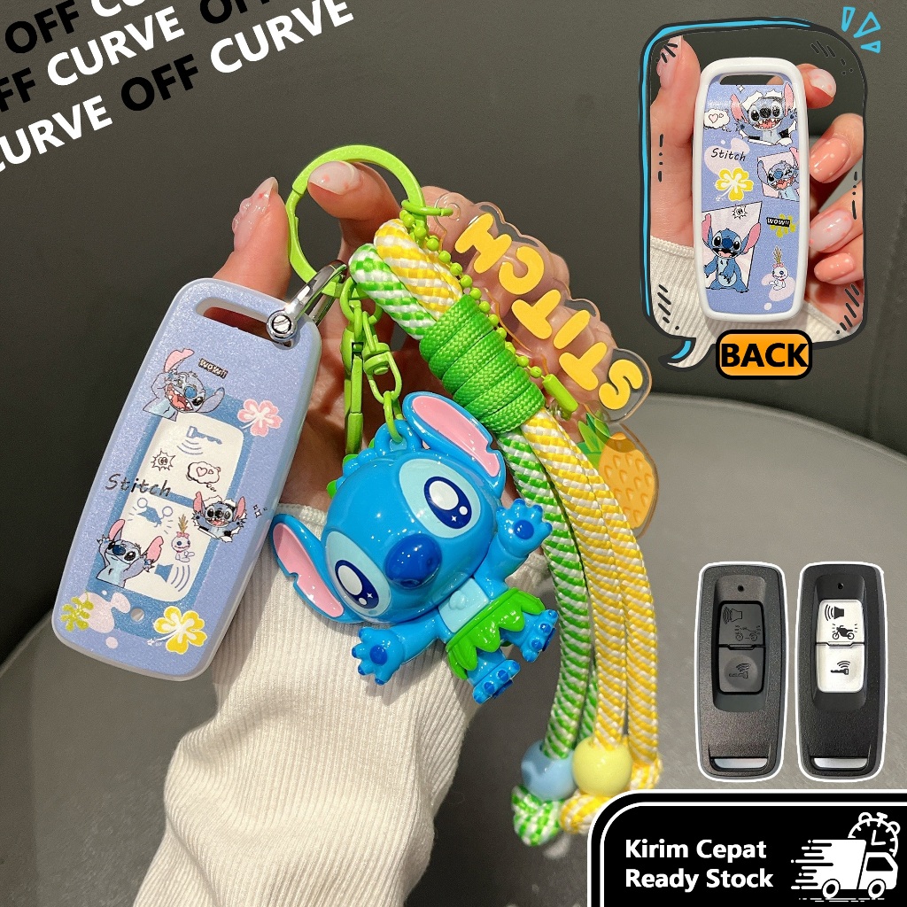 OFF CURVE Stitch Sanrio Honda pcx160/giorno/forza 350/คลิก 160 พวงกุญแจรถจักรยานยนต์ Honda เคสกุญแจมอเตอร์