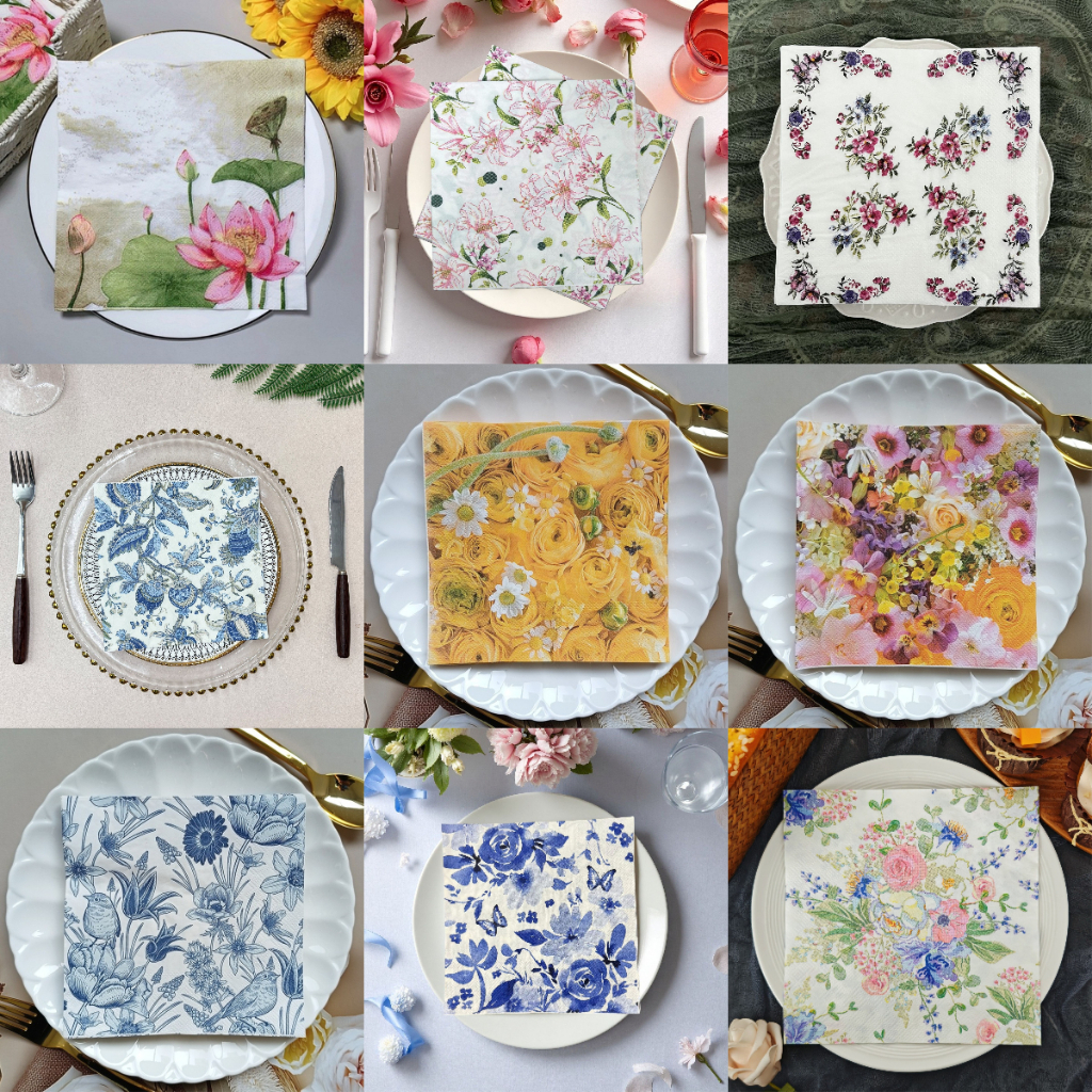21 รูปแบบrose กระดาษเช็ดปากลายดอกไม้พิมพ์ผ้าเช็ดปากทิชชู่ตกแต่ง Serviettes 20 ชิ้น/แพ็ค