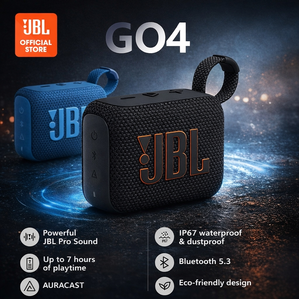 [ใหม่ 2024] JBL Go 4 ลำโพงบลูทูธพกพา เสียงเบสแน่นสะใจ กันน้ำกันฝุ่น IP67 แบตอึด 7 ชม. ของแท้ 100% ปร