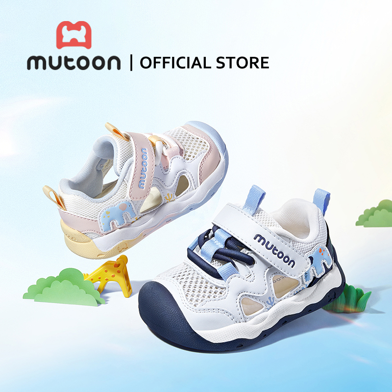 【Mutoon】รุ่นใหม่  รองเท้าเด็กตาข่ายระบายอากาศดี กันลื่น รองรับส้นเท้า สำหรับเด็กเล็ก เดินปลอดภัย