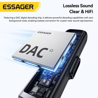 ESSAGER Type-C ชาร์จเสียง 2 ใน 1 อะแดปเตอร์ PD60W ชาร์จเร็วและฟังตัวแปลงหนึ่งต่อสอง