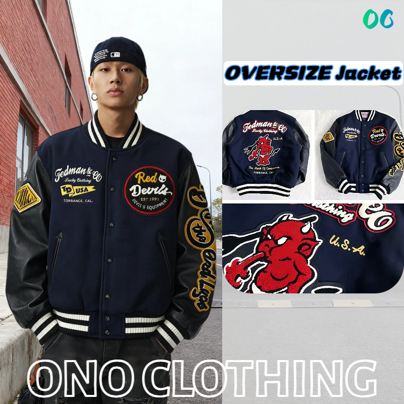 ✨ONO✨ unisex ins แบรนด์อินเทรนด์แจ็คเก็ตคู่หลวม ผ้านิ่มใส่สบายไม่ร้อน เสื้อแจ็คเก็ตเบสบอล หลวม พร้อมส่ง men‘s clothing M-3XL