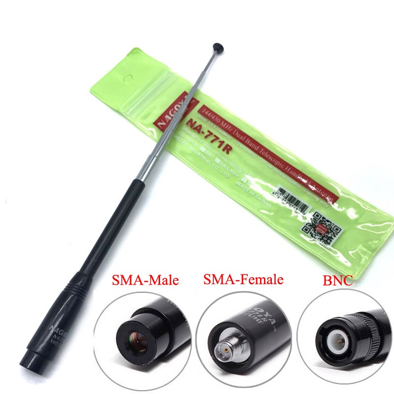 นาโกย่า NA-771R Dual Band VHF UHF 144/430MHz SMA ชาย/หญิง/ BNC Telescopic เสาอากาศสําหรับ Baofeng อุ