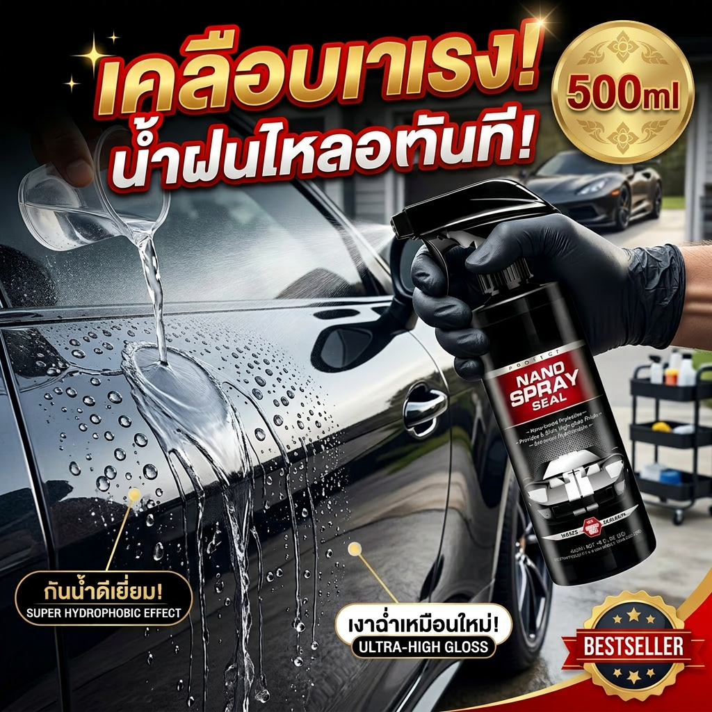 น้ำยาเคลือบเงาสีรถ สูตรเคลือบแก้ว เพิ่มความเงางาม ป้องกันรอยขีดข่วน กันคราบสกปรก 300ml