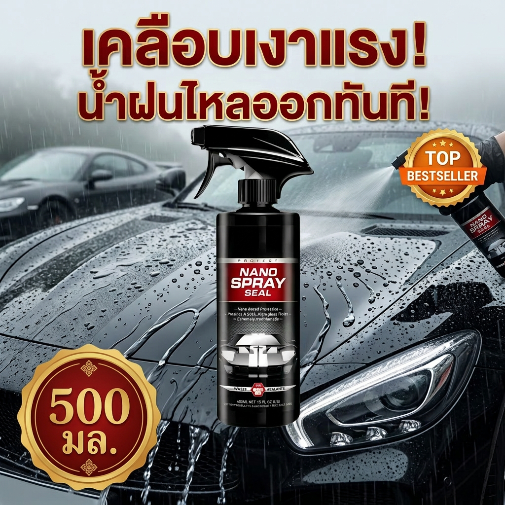 น้ำยาเคลือบเงารถยนต์ กันรอยขีดข่วน เพิ่มความเงา กันคราบน้ำ ใช้ง่าย เห็นผลไว 300ml