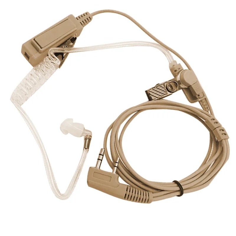 2-Pin Covert Acoustic Air Tube Earpiece PTT Mic ชุดหูฟังหูฟังหูฟังสีผิวสําหรับ Baofeng UV-5R UV-5RA 