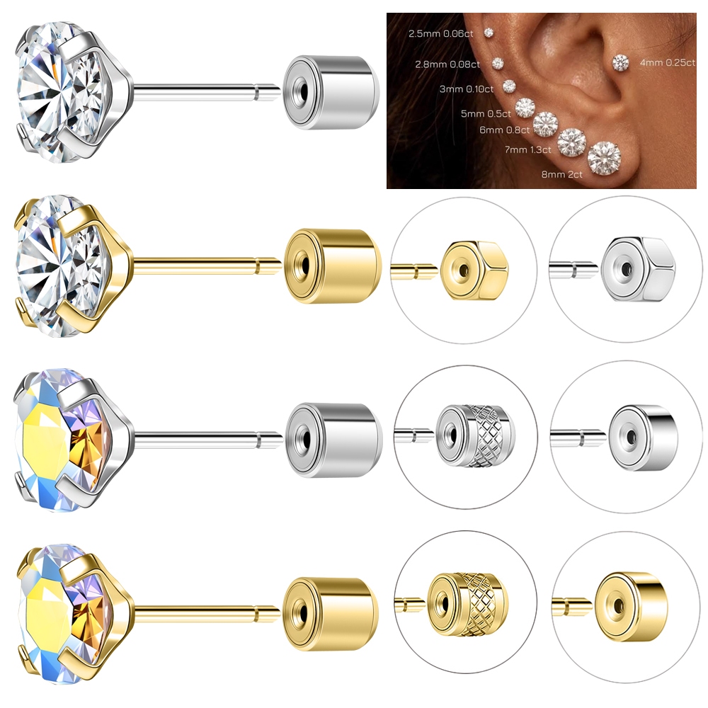 Bodyace 1 Pc 20G Ear Stud ต่างหูสแตนเลสสีทองต่างหูเงินเจาะ Multicolor คริสตัล Helix Stud ต่างหู