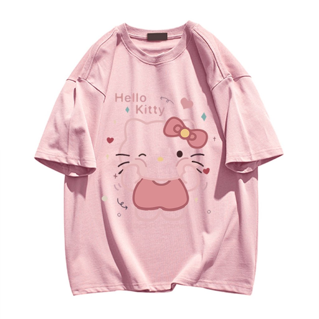 【จัดส่งจากกรุงเทพฯ】NFV เสื้อยืดคอกลมแขนสั้น ลายแมวน่ารัก oversize ผ้าคอตตอน YG732 ราคา ถูกที่สุด ดีลบีเคเค แกลเลอรีภาพที่ 8