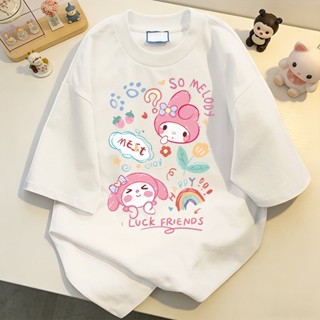 NFV เสื้อยืดแขนสั้นผู้หญิง แฟชั่นเกาหลี พิมพ์ลายเย็น ผ้าหนาย…