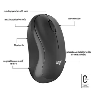 Logitech M220 Silent เมาส์ไร้สาย เสียงเงียบ คลิกนุ่ม ดีไซน์ประหยัดพื้นที่ แบตอึด 18 เดือน สำหรับ PC/Laptop/Mac - 2.4GHz USB 1000 DPI Charcoal