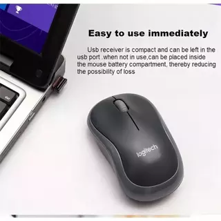 Logitech M220 Silent เมาส์ไร้สาย เสียงเงียบ คลิกนุ่ม ดีไซน์ประหยัดพื้นที่ แบตอึด 18 เดือน สำหรับ PC/Laptop/Mac - 2.4GHz USB 1000 DPI Charcoal