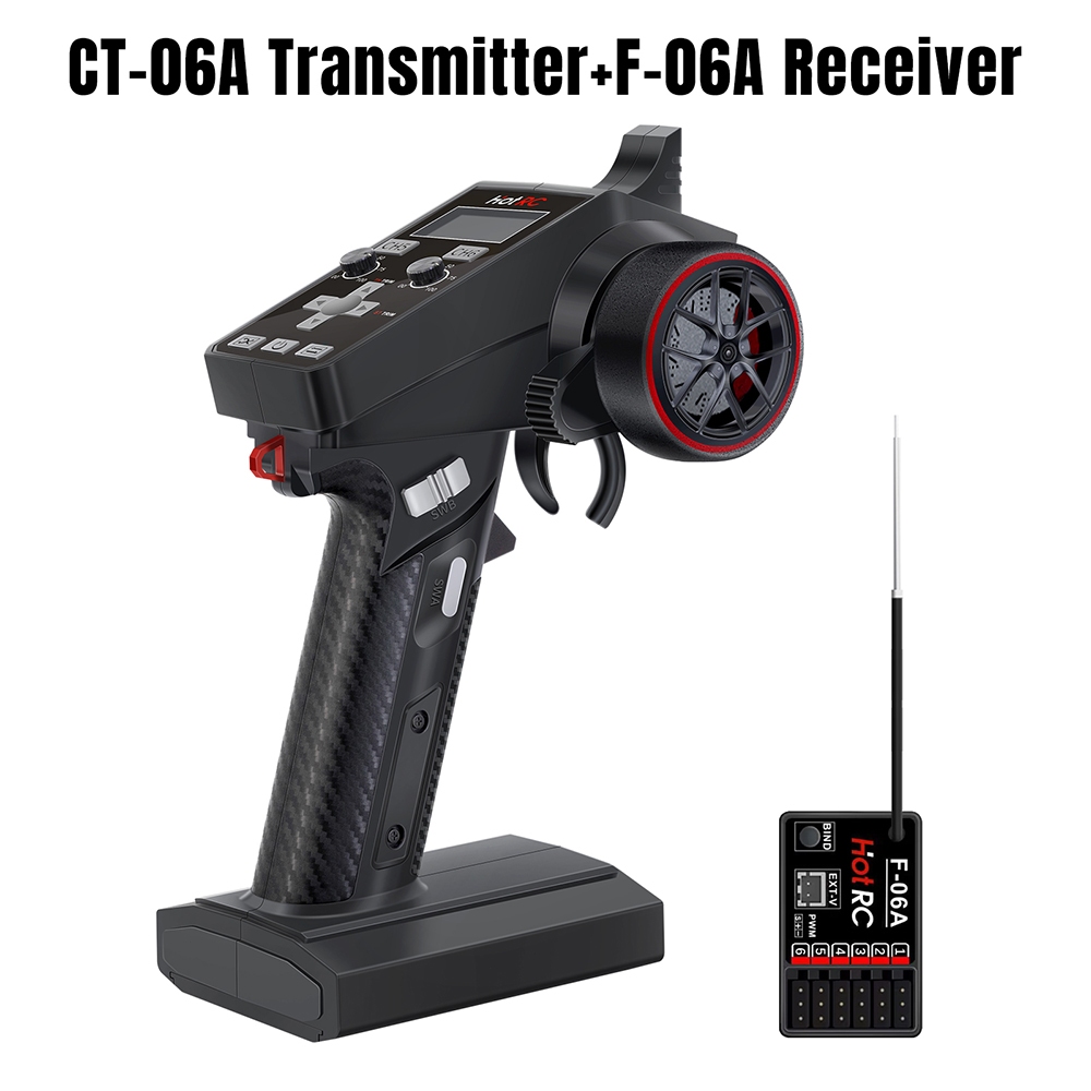 【การจัดส่งในประเทศไทย】Hotrc เครื่องส่งสัญญาณ CT-6A 6CH 2.4GHz วิทยุระบบรีโมทคอนโทรลพร้อมตัวรับสัญญาณ F-06A PWM GFSK