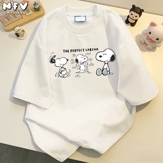NFV เสื้อยืดคอกลมแขนสั้น💕แฟชั่นสไตล์เกาหลี ลายลูกสุนัข oversize ผ้านิ่ม ใส่สบาย สาวอวบ 100% Cotton t-shirt YG514