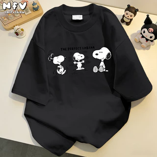 NFV เสื้อยืดคอกลมแขนสั้น💕แฟชั่นสไตล์เกาหลี ลายลูกสุนัข oversize ผ้านิ่ม ใส่สบาย สาวอวบ 100% Cotton t-shirt YG514