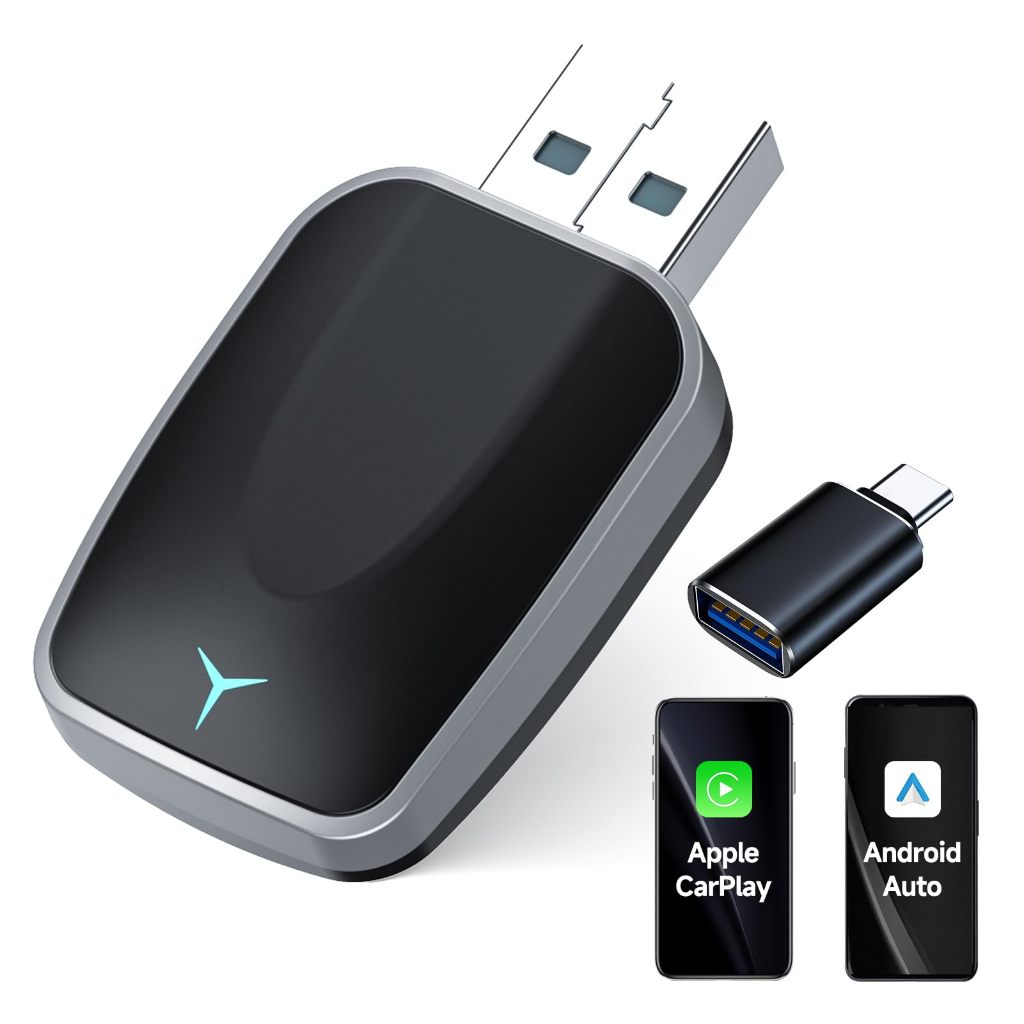 A9 Mini Wireless CarPlay Adapter สําหรับ iPhone 2025 อัพเกรด, Plug & Play, No Latency, รองรับ USB-A/