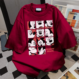 NFV เสื้อยืดแขนสั้นคอกลม🎀สไตล์เกาหลี ลายพิมพ์มิกกี้เม้าส์ ทร…