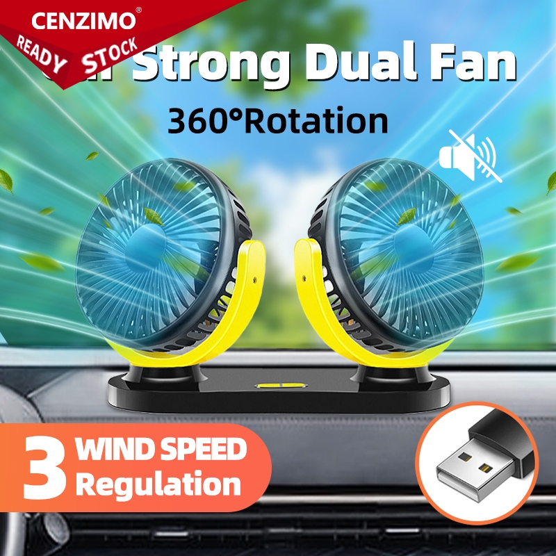 พัดลมติดรถยนต์ ยูเอสบี 12โวลต์ 24โวลต์ รถยนต์พลังงานลมแขวนเพดานพัดลมระบายความร้อนปิดเสียงที่มีประสิทธิภาพ