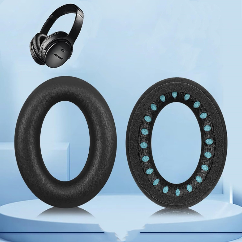 แผ่นรองหูฟังทดแทนสําหรับหูฟัง Bose QuietComfort 35 (QC35) และ Quiet Comfort 35 II (QC35 ii), แผ่นรองหูทําจากหนังที่นุ่มขึ้น พร้อมโฟมนุ่มลดเสียงรบกวน