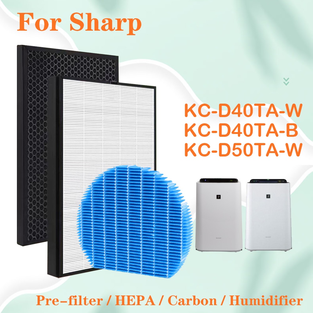 แผ่นกรอง HEPA และไส้กรองความชื้น คาร์บอน แบบเปลี่ยน สําหรับเครื่องฟอกอากาศ Sharp KC-D40TA-W KC-D40TA