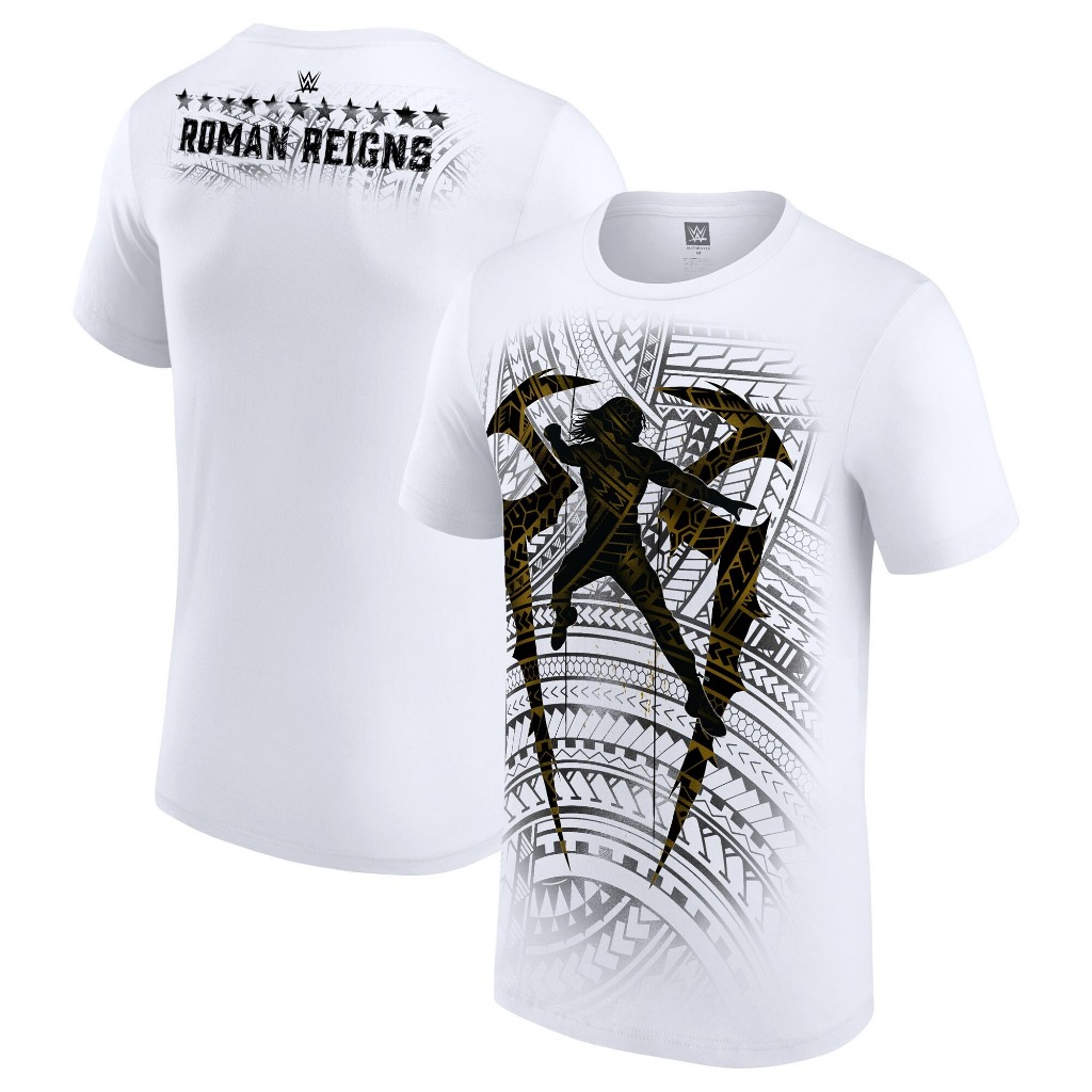 Wwe Mens White Roman Reigns Tribal Logo T-Shirt