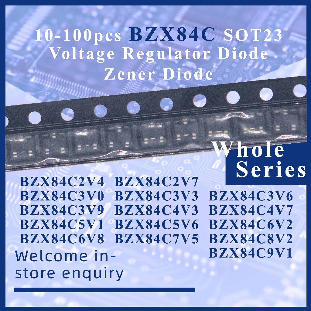 (มีทุกรุ่น ลิงค์นี้มีเพียง BZX84C2V4~BZX84C9V1,BZX84C10~BZX84C75 ในอีกลิงก์)10-100pcs BZXC84C2V3X84C