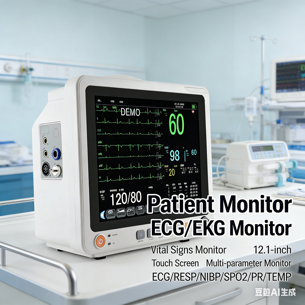 ข้างเตียง Multi-Parameter ผู้ป่วย Monitor 40 ซม.หน้าจอสัมผัส ECG Monitor ECG/RESP/NIBP/PR/SPO2/TEMP