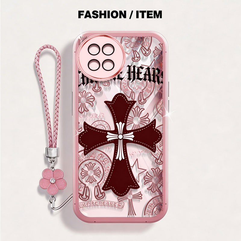 VRQR สําหรับ Itel S23 A50C A70 A06 S665L A665L Cross รูปแบบใสกันกระแทกเคสโทรศัพท์พร้อมเชือกดอกไม้