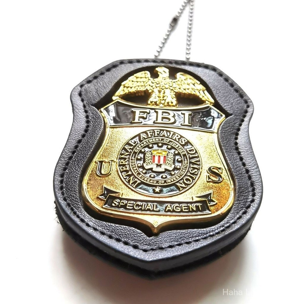 .BADGE FBI ขนาดใหญ่ ทำจากทองแดงบริสุทธิ์ สำหรับคอสมีพทหาร พร้อมฝังถาดหนัง