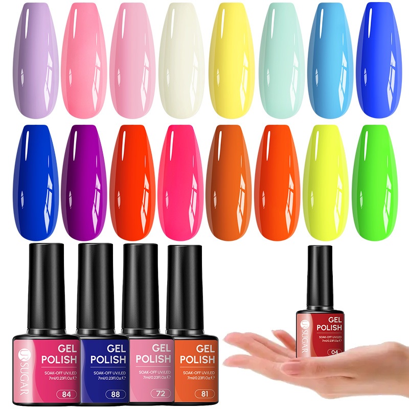 UR SUGAR 7ml 107 สีเล็บเจลโปแลนด์คริสต์มาสสีแดงสีชมพูสีเขียวติดทนนาน Varnis กึ่งถาวรสําหรับเล็บ