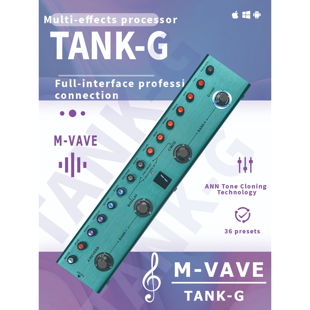 M-VAVE Tank-G V2 Guitar TANK-B V2 BASS Multi-Effects Pedal TANK-G TANK-B