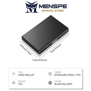 MENSPE ผู้ชายผู้หญิงกระเป๋าสตางค์ Unisex Multi-Functional RFID กระเป๋าสตางค์สแตนเลสแบบพกพากล่องการ์ดหลายตําแหน่งการ์ด