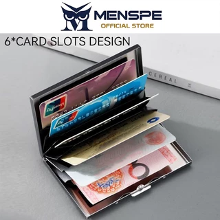 MENSPE ผู้ชายผู้หญิงกระเป๋าสตางค์ Unisex Multi-Functional RFID กระเป๋าสตางค์สแตนเลสแบบพกพากล่องการ์ดหลายตําแหน่งการ์ด