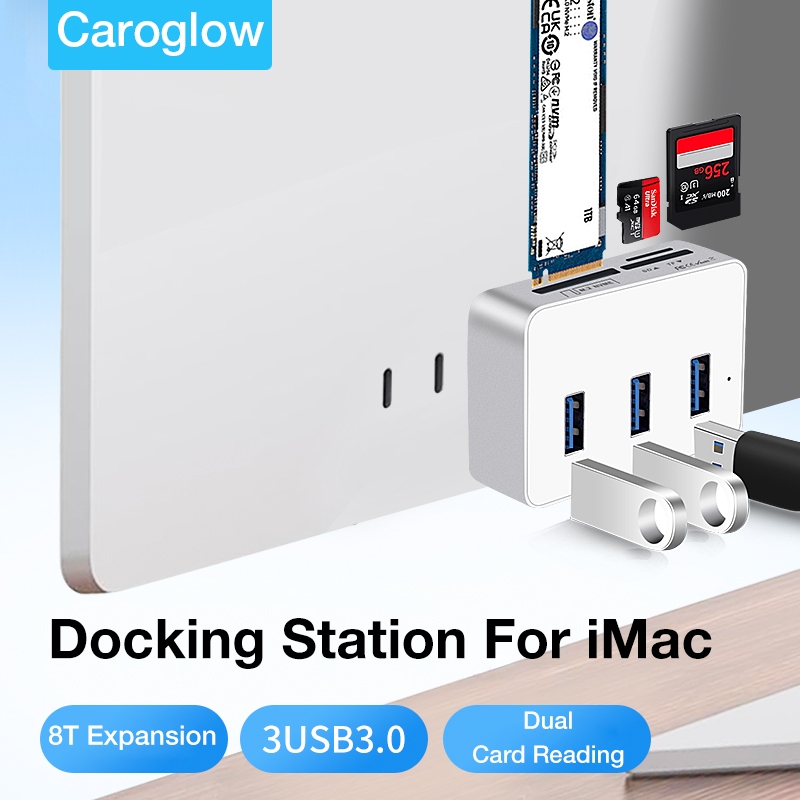 6-in-2 Docking Station สําหรับ iMac No-Cable Direct Plug M.2 NVMe SSD Slot 3USB 3.0 SD/TF Dual Card 