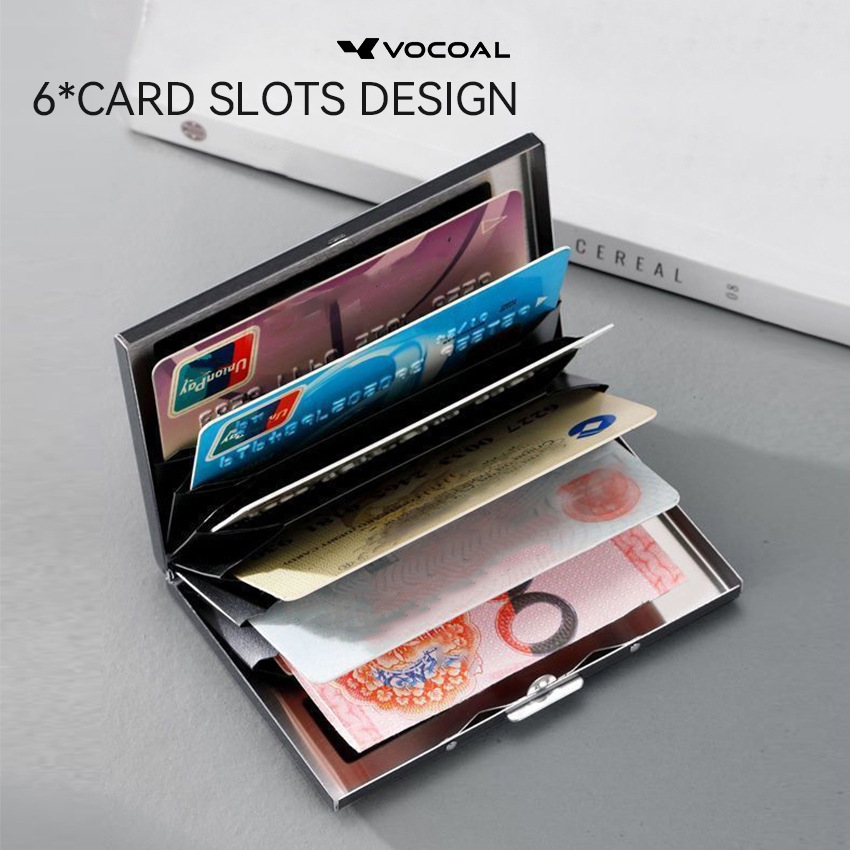 VOCOAL ผู้ชายผู้หญิงกระเป๋าสตางค์ Unisex Multi-Functional RFID กระเป๋าสตางค์สแตนเลสแบบพกพากล่อง Multi-Card ตําแหน่ง ID ผู้ถือบัตรเครดิต ราคา ถูกที่สุด ดีลบีเคเค แกลเลอรีภาพที่ 3