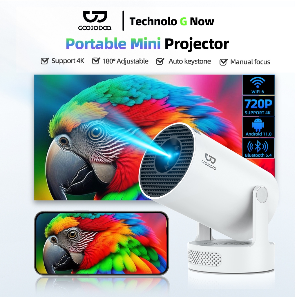 GOOJODOQ HY300 Pro/Pro+/Ultra แบบพกพา โปรเจคเตอร 270° องศาจอแสดงผลหน ้ าจอขนาดใหญ จอพกพา mini projec