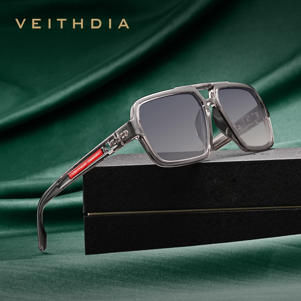 VEITHDIA Mens แฟชั่นแว่นตากันแดดโพลาไรซ์สแควร์เลนส์ Photochromic UV400 ป้องกันสําหรับขับรถแว่นตาตกปลา V7920