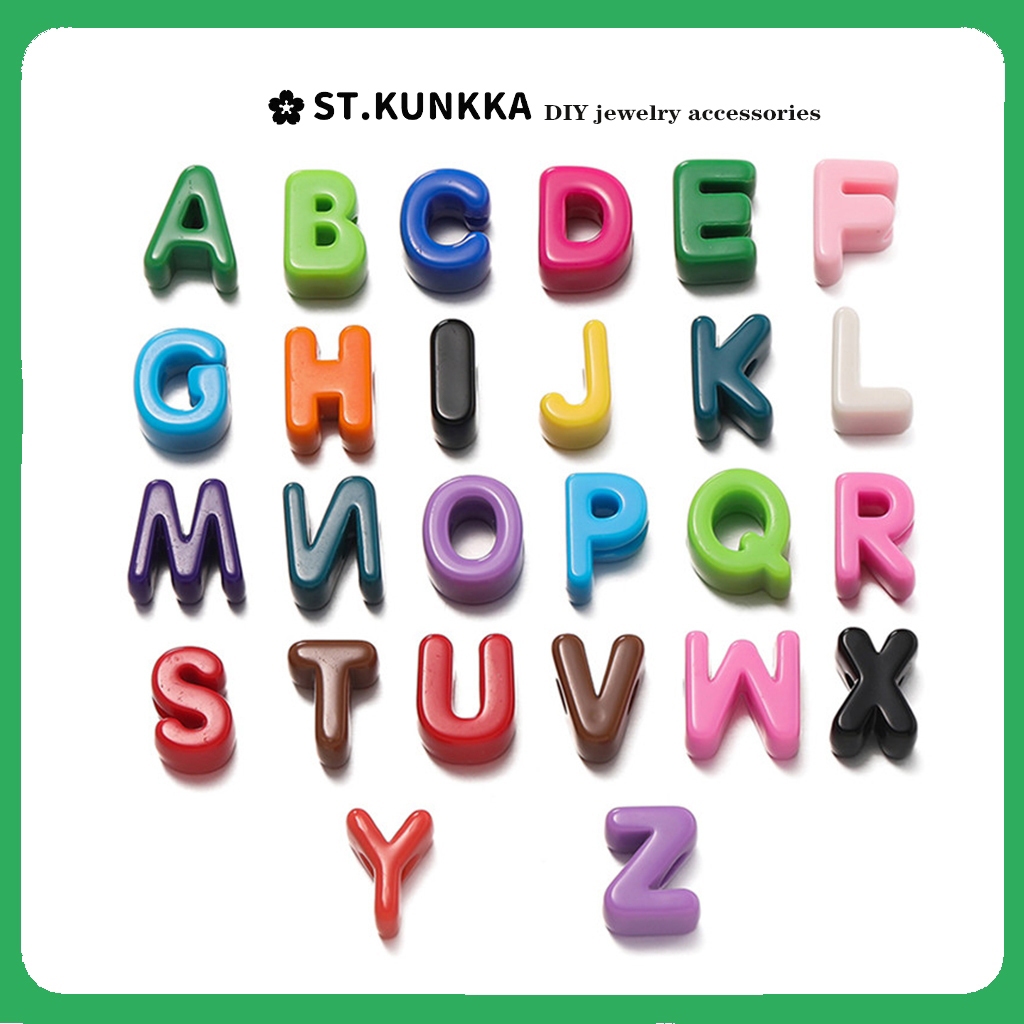 ลูกปัดตัวอักษรอะคริลิก A-Z 21 มม. คละสี 5 ชิ้น สำหรับทำสร้อยข้อมือ สร้อยคอ DIY