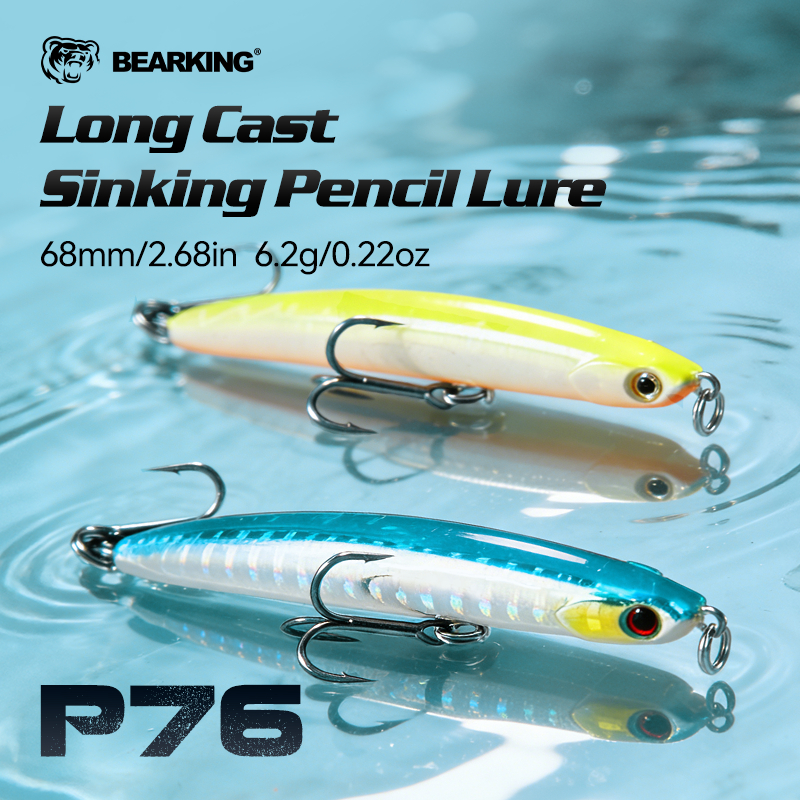 BEARKING เหยื่อตกปลา 3D ตาเลเซอร์ ขนาด 68 มม., 6.2 กรัม เหมาะสำหรับวอยเบลเลอร์ และครังก์ไบท์