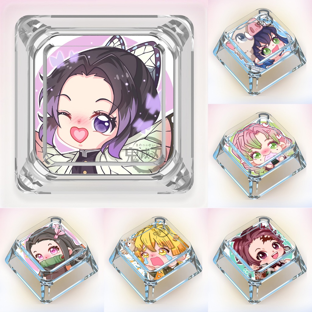 Demon Slayer การ์ตูน Avatar Keycaps การ์ตูนน่ารัก Custom Keycaps คีย์บอร์ดแบบกลไกโปร่งใส Keycaps